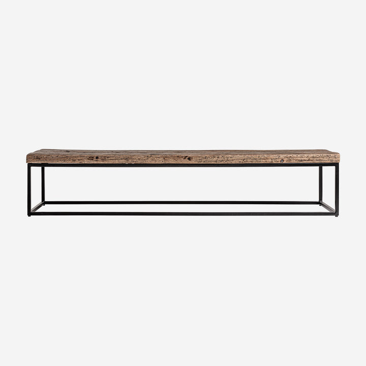 Mesa de centro de madera recuperada y hierro en color marrón