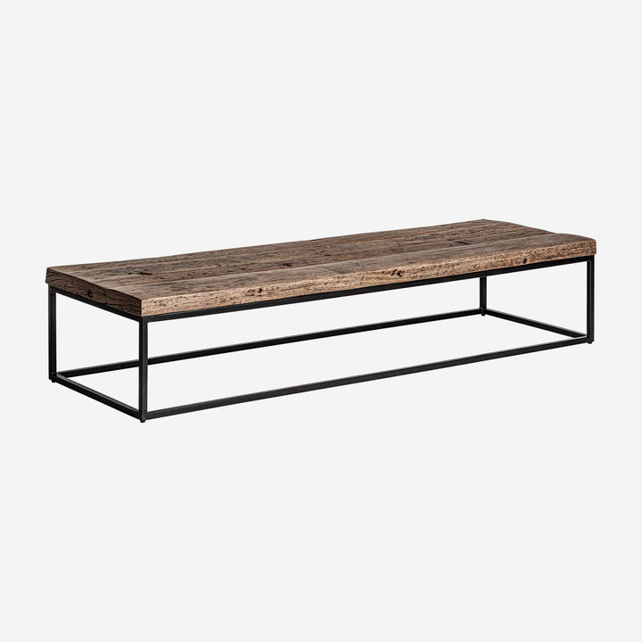 Mesa de centro de madera recuperada y hierro en color marrón