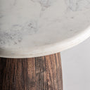 Mesa de centro de madera recuperada y mármol en color marrón envejecido – detalle