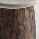 Mesa de centro de madera recuperada y mármol en color marrón envejecido – detalle