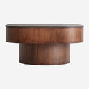 Mesa de centro de mármol sintético y madera contrachapada – Negro / 70 x 70 x 35 cm