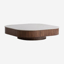 Mesa de centro de mármol sintético y madera contrachapada – Blanco / 100 x 100 x 25 cm