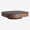 Mesa de centro de mármol sintético y madera contrachapada – Negro / 100 x 100 x 25 cm
