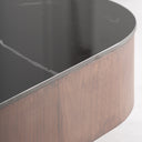 Mesa de centro de mármol sintético y madera contrachapada – Negro / 100 x 100 x 25 cm – detalle