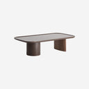 Mesa de centro de MDF y chapa de madera en color chocolate brillo