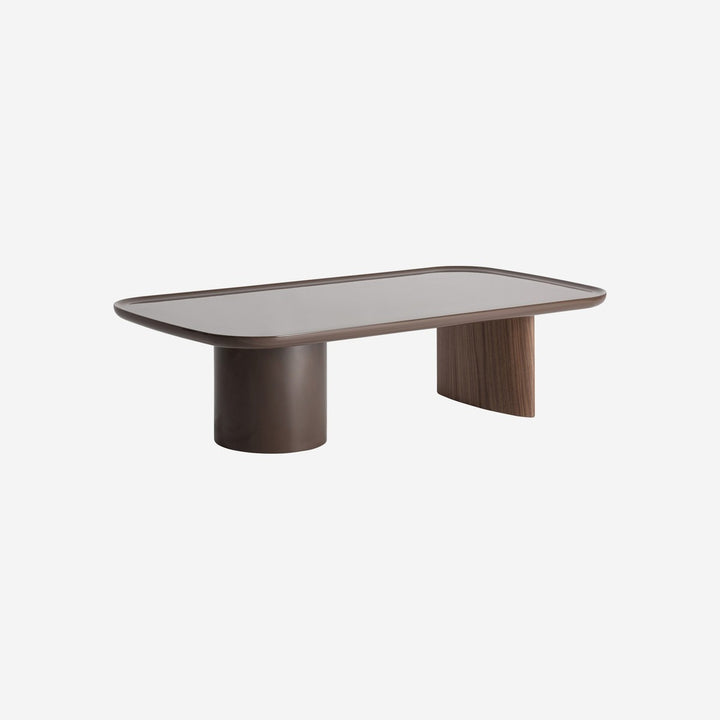 Mesa de centro de MDF y chapa de madera en color chocolate brillo