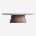 Mesa de centro de MDF y chapa de nogal en color topo – 140 x 60 x 40 cm