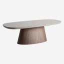 Mesa de centro de MDF y chapa de nogal en color topo – 140 x 60 x 40 cm