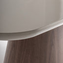 Mesa de centro de MDF y chapa de nogal en color topo – 140 x 60 x 40 cm – detalle