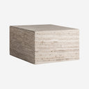 Mesa de centro de travertino – Beige mate / 60 x 60 x 35 cm