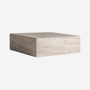 Mesa de centro de travertino – Beige / 80 x 80 x 25 cm