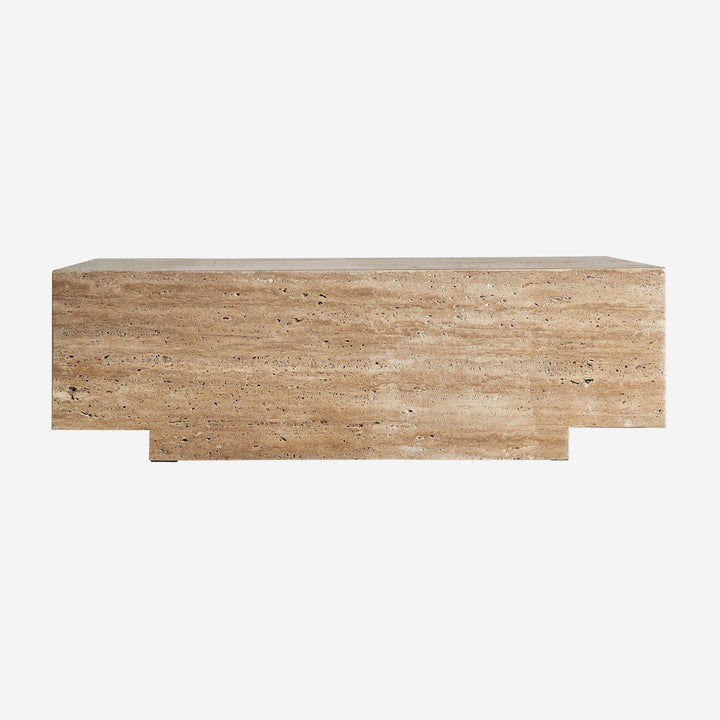 Mesa de centro de travertino en color beige 96 x 56 x 30 cm