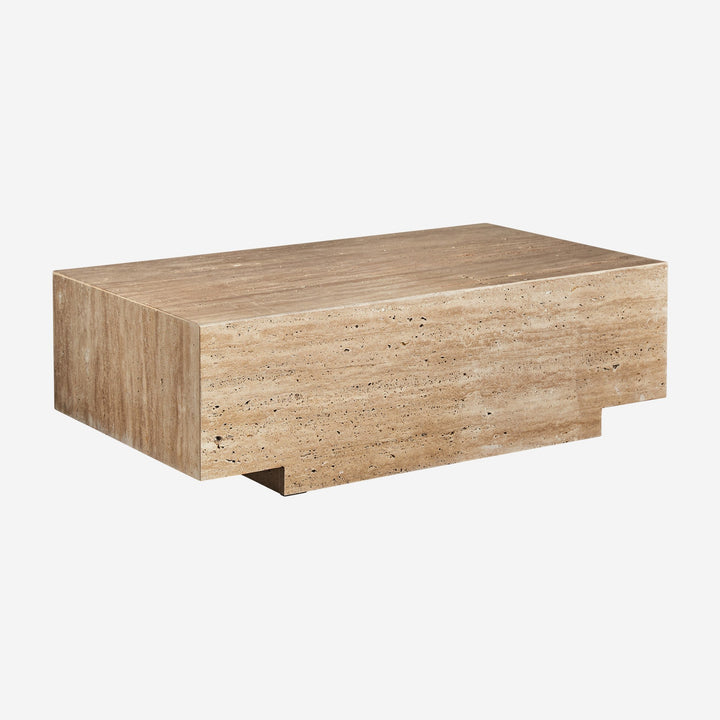 Mesa de centro de travertino en color beige 96 x 56 x 30 cm