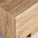 Mesa de centro de travertino en color beige 96 x 56 x 30 cm – detalle