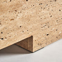 Mesa de centro de travertino en color beige 96 x 56 x 30 cm – detalle