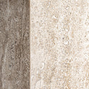 Mesa de centro de travertino y cristal en color marrón claro – detalle