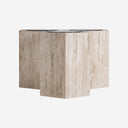 Mesa de centro de travertino y cristal en color marrón claro – Diseño 2