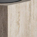 Mesa de centro de travertino y cristal en color marrón claro – Diseño 2 – detalle