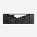 Mesa de centro en color negro de líneas contemporáneas – 118 x 118 x 31 cm / Madera de mango y vidrio