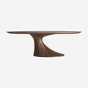 Mesa de comedor de chapa de nogal y MDF en color marrón natural