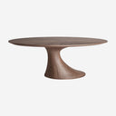 Mesa de comedor de chapa de nogal y MDF en color marrón natural