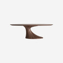 Mesa de comedor de chapa de nogal y MDF en color marrón natural