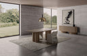 Mesa de comedor de chapa de roble y madera contrachapada en color beige – detalle