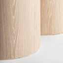 Mesa de comedor de chapa de roble y madera contrachapada en color crema – detalle