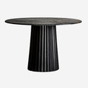 Mesa de comedor de líneas contemporáneas – Negro / 122 x 122 x 77 cm / Madera de mango y mármol mate