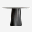 Mesa de comedor de líneas contemporáneas – Negro / 122 x 122 x 77 cm / Madera de mango y mármol mate