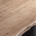 Mesa de comedor de madera de acacia en color marrón claro natural – detalle