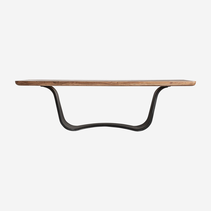 Mesa de comedor de madera de acacia y hierro en color marrón