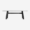 Mesa de comedor de madera de fresno y cristal en color negro