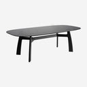 Mesa de comedor de madera de fresno y cristal en color negro