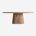 Mesa de comedor de madera de mango en color marrón ovalada con pie cónico