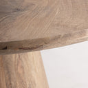 Mesa de comedor de madera de mango en color marrón redonda con pie cónico – 150 x 150 x 76 cm – detalle