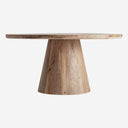 Mesa de comedor de madera de mango en color marrón redonda con pie cónico – 150 x 150 x 76 cm