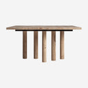 Mesa de comedor de madera de mango y travertino en color marrón claro 150 x 75 cm