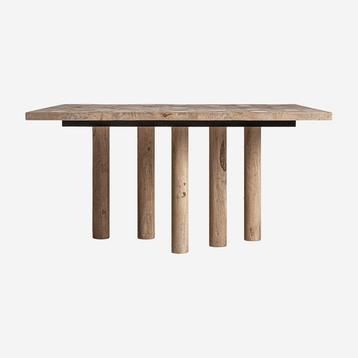 Mesa de comedor de madera de mango y travertino en color marrón claro 150 x 75 cm