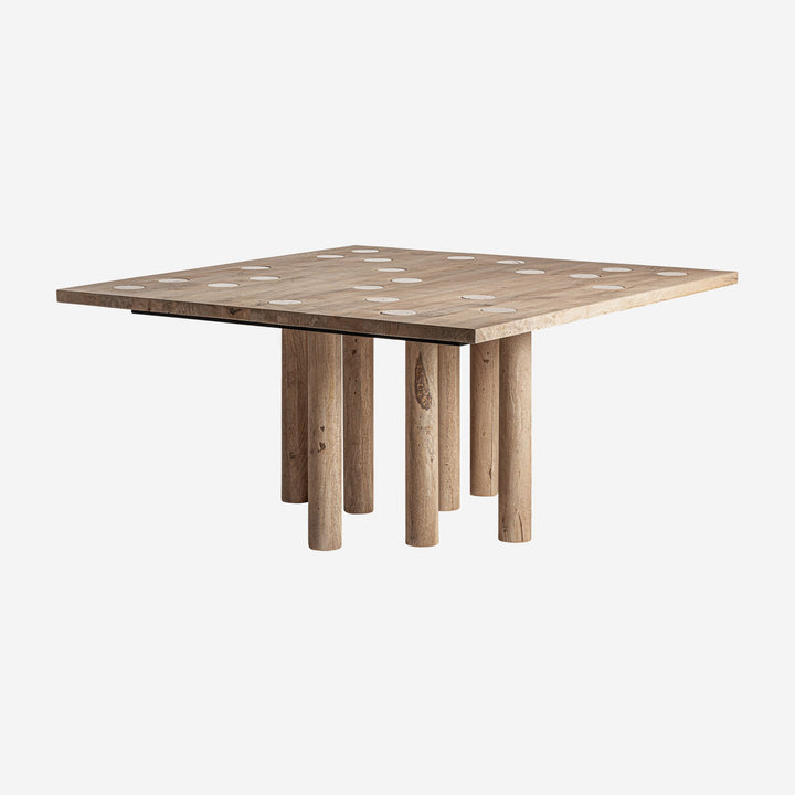 Mesa de comedor de madera de mango y travertino en color marrón claro 150 x 75 cm