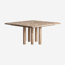 Mesa de comedor de madera de mango y travertino en color marrón claro 150 x 75 cm