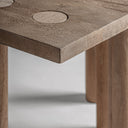 Mesa de comedor de madera de mango y travertino en color marrón claro 150 x 75 cm – detalle