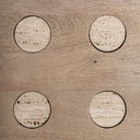 Mesa de comedor de madera de mango y travertino en color marrón claro 150 x 75 cm – detalle