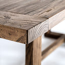 Mesa de comedor de madera de olmo en color marrón – detalle