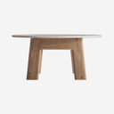 Mesa de comedor de madera de roble y mármol en color marrón