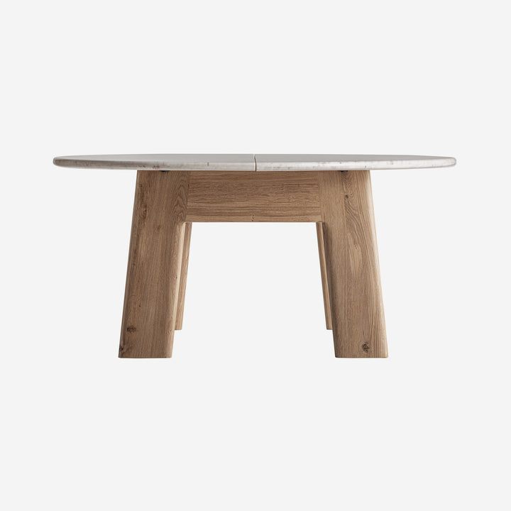 Mesa de comedor de madera de roble y mármol en color marrón