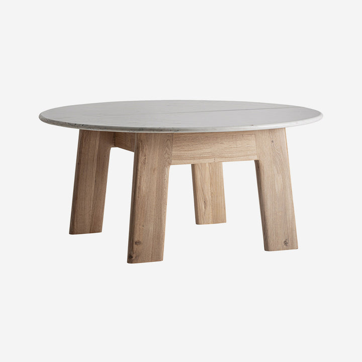 Mesa de comedor de madera de roble y mármol en color marrón