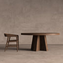 Mesa de comedor de madera de sal en color marrón teñido 170 x 76 cm – detalle
