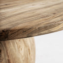 Mesa de comedor de madera de teca reciclada en color marrón claro 150 x 76 cm – detalle