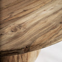 Mesa de comedor de madera de teca reciclada en color marrón claro 150 x 76 cm – detalle